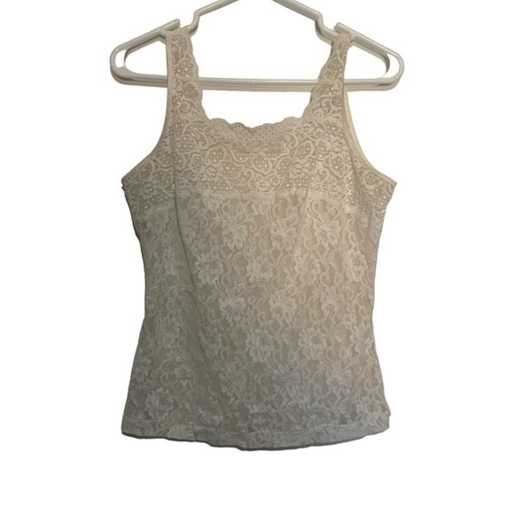 Vintage Y2K Off-White Lace Cami Top Bridal Festival Coquette Lingerie - Picture 1 of 7